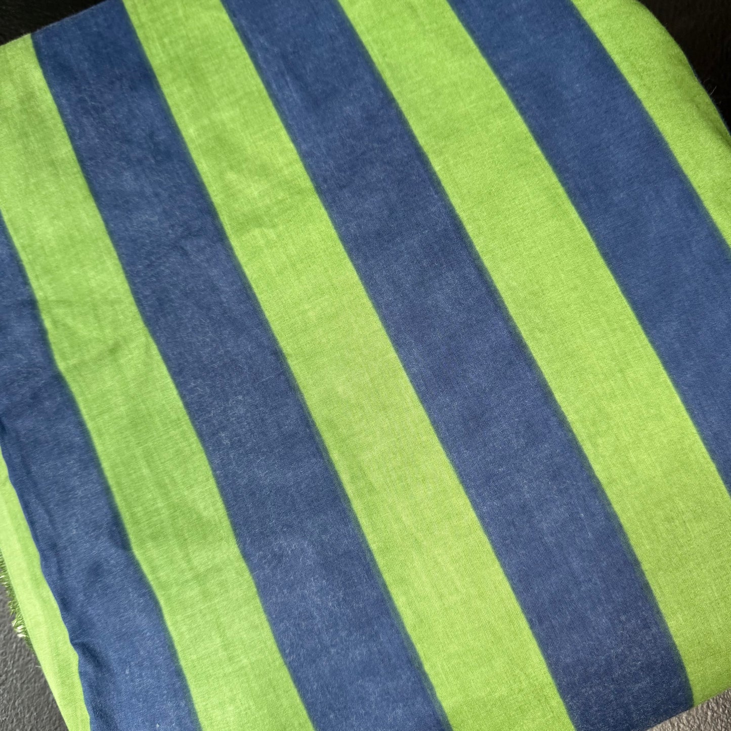 Bold Lines Navy/Olive - Bagru Indian Cotton Screen Print