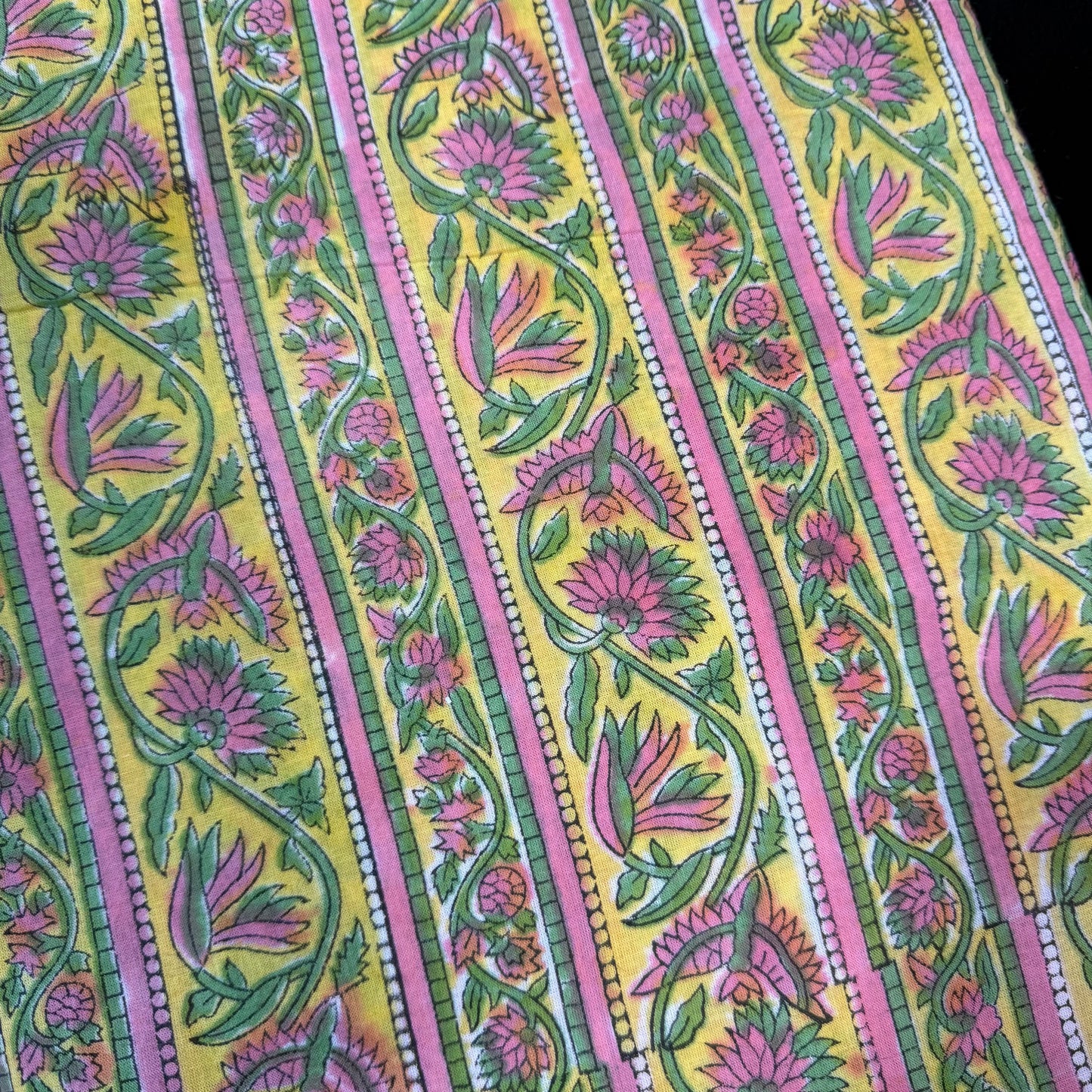 Petal Path PInk - Bagru Indian Cotton Block Print