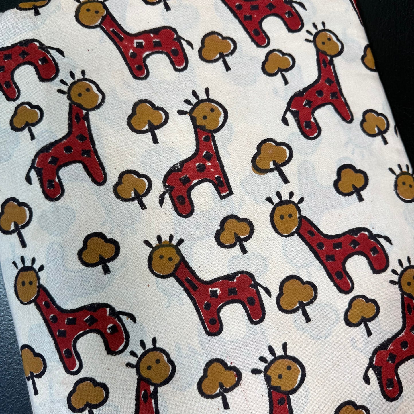 Happy Safari Red - Bagru Indian Cotton Block Print