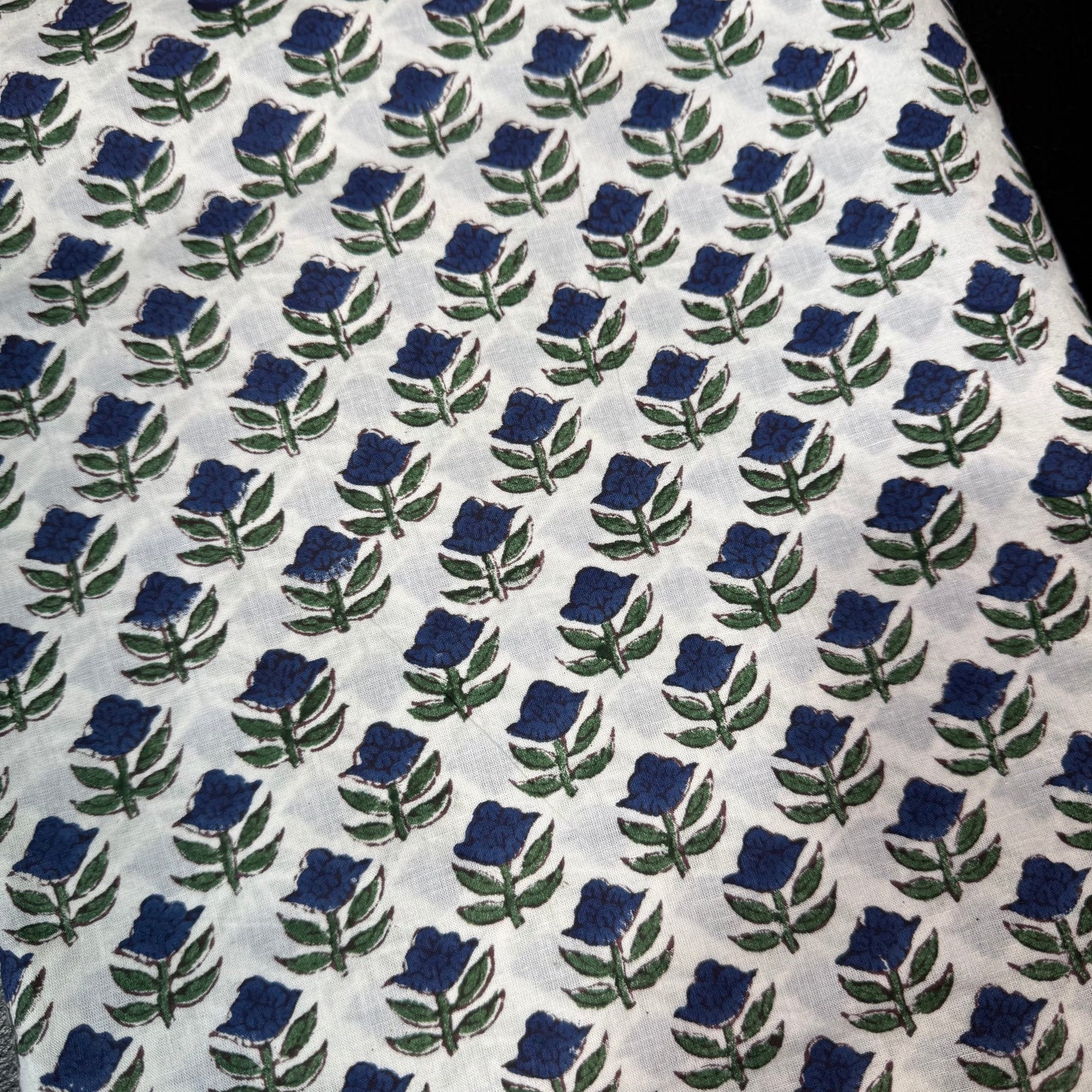 Blue Garden - Bagru Indian Cotton Block Print