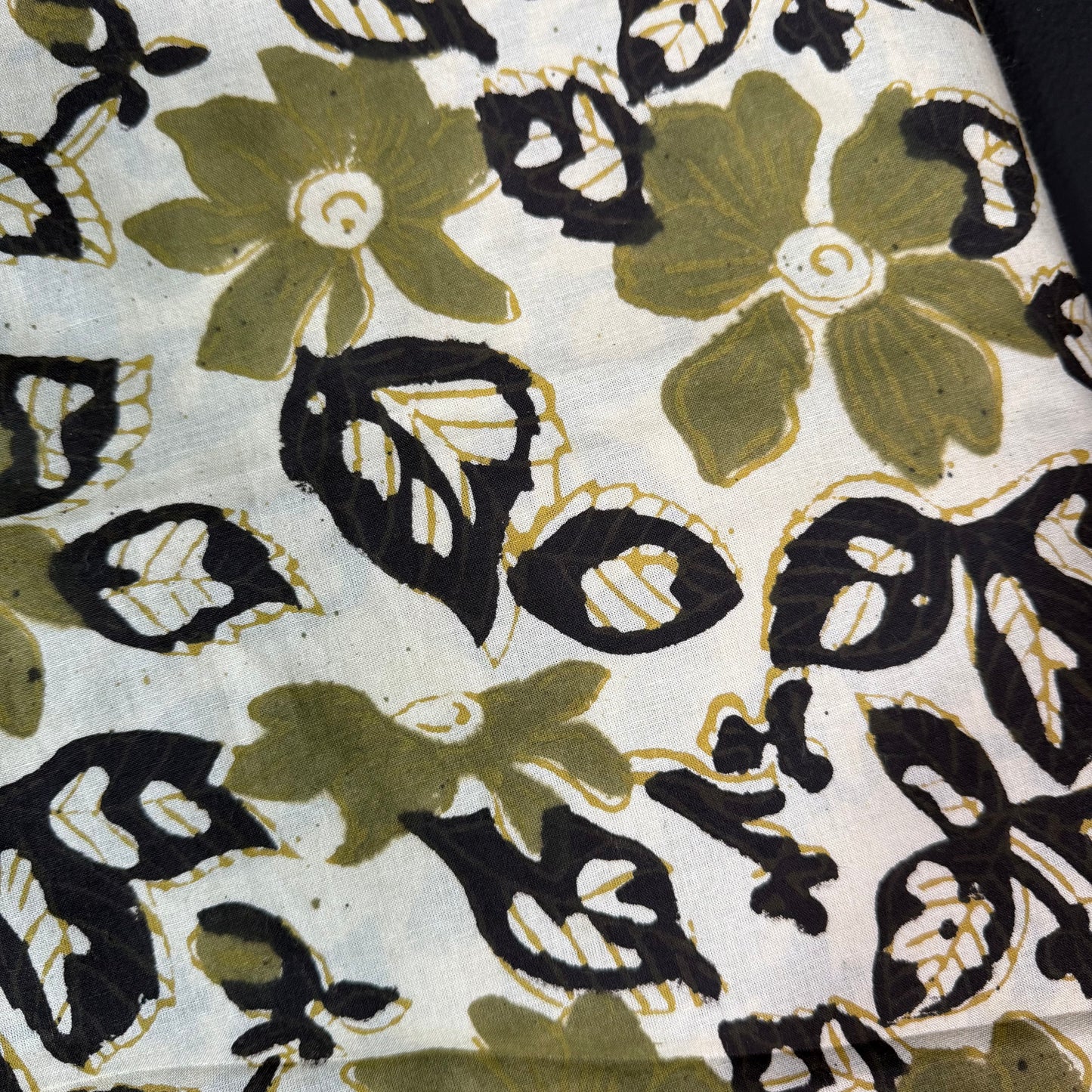 Olive Bloom - Bagru Indian Cotton Block Print