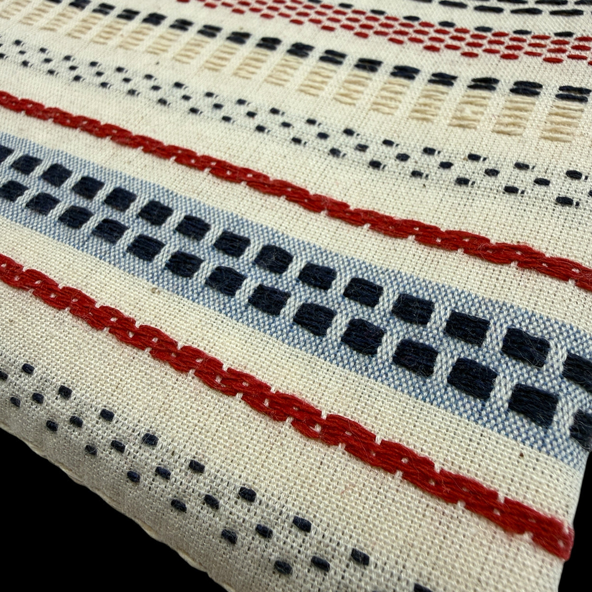 Cotton Woven Threadline Collection - Natural/Navy/Red - 230 GSM