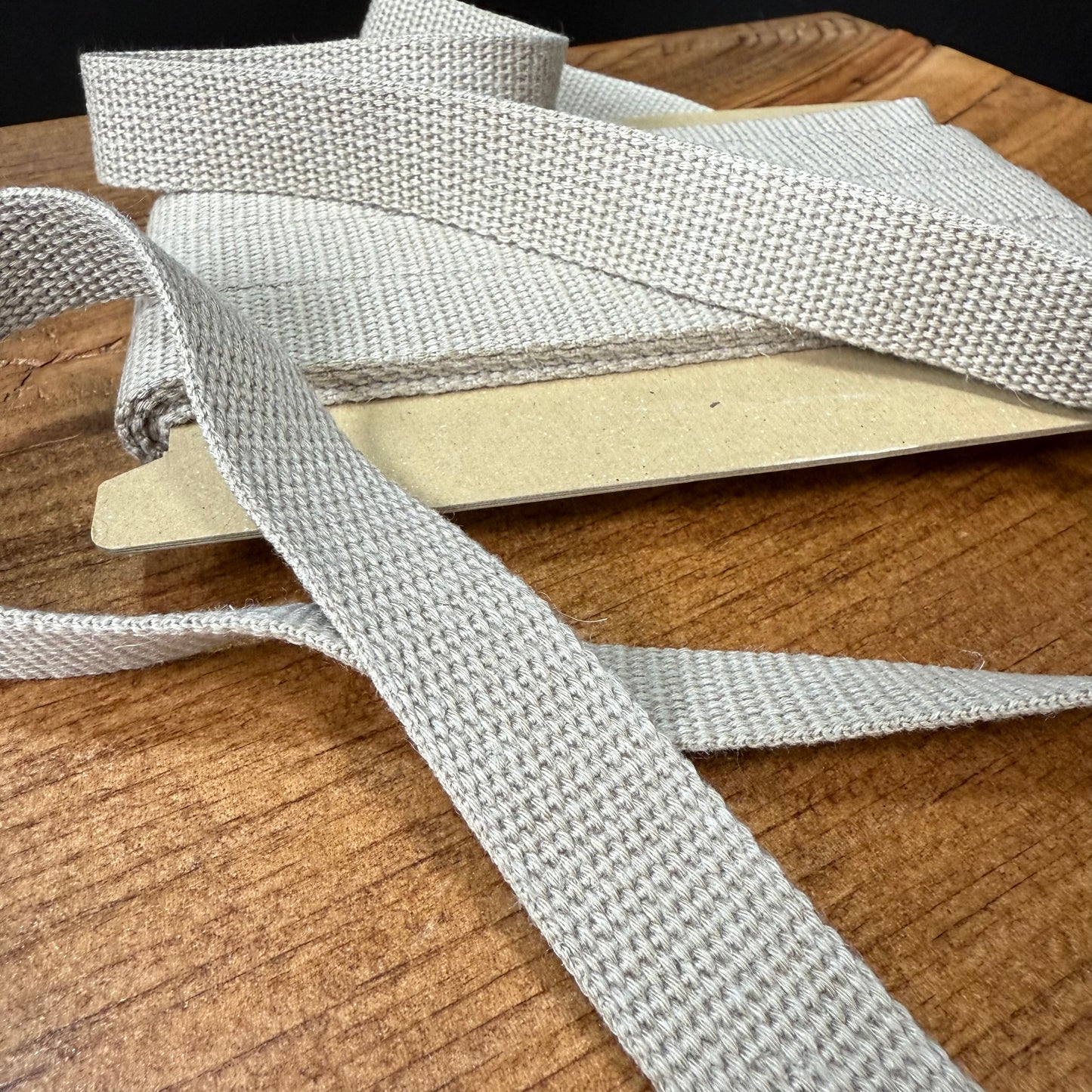 20mm Linen Blend Marble Webbing - Japanese Import - Beige (sold per meter)