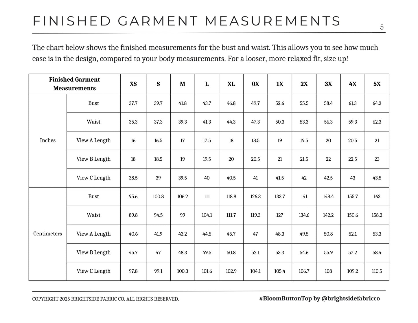 Bloom Button Top and Dress Sewing PDF Pattern - Brightside Fabric Co. - Simplifi Fabric