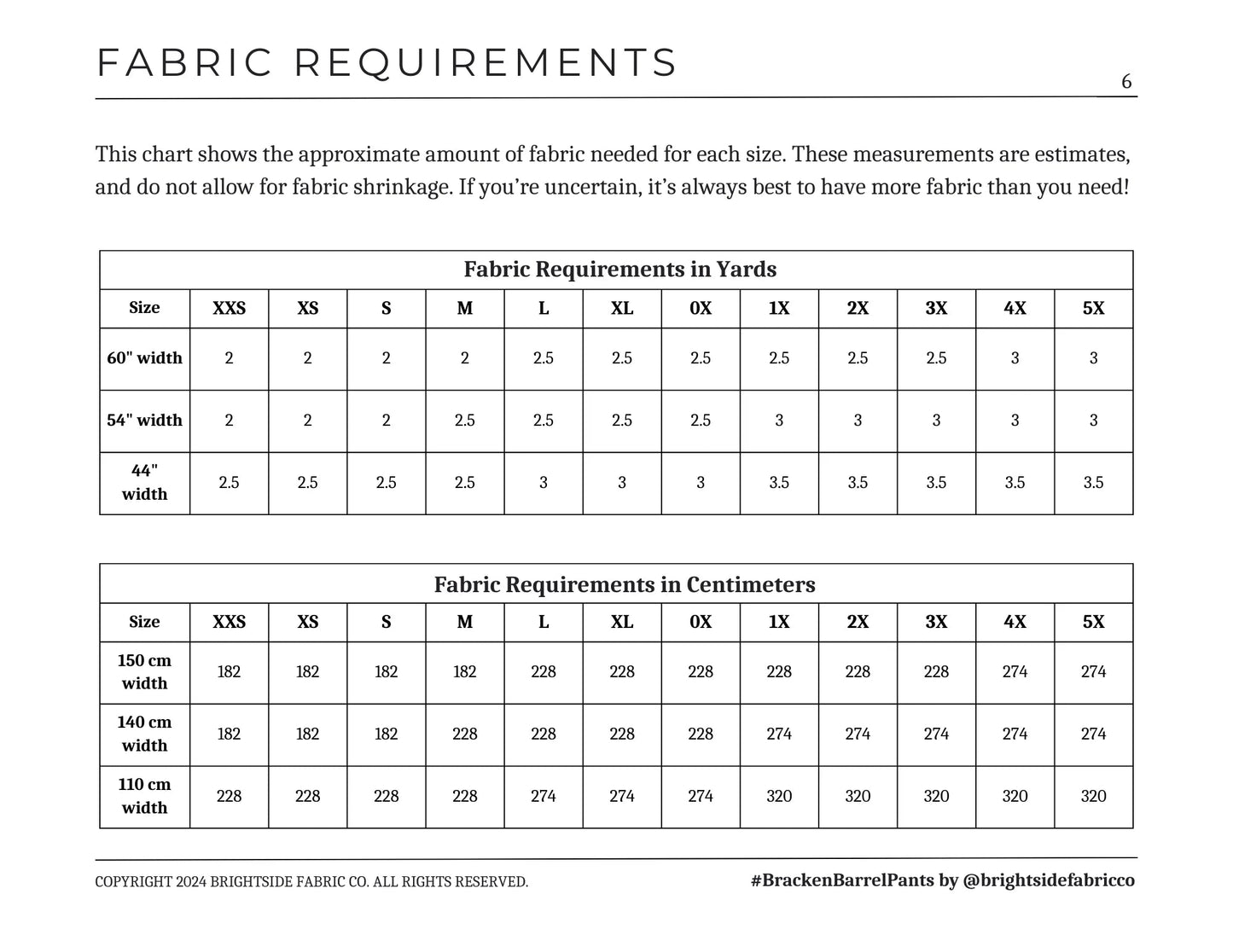 Bracken Barrel Pants Sewing PDF Pattern - Brightside Fabric Co. - Simplifi Fabric