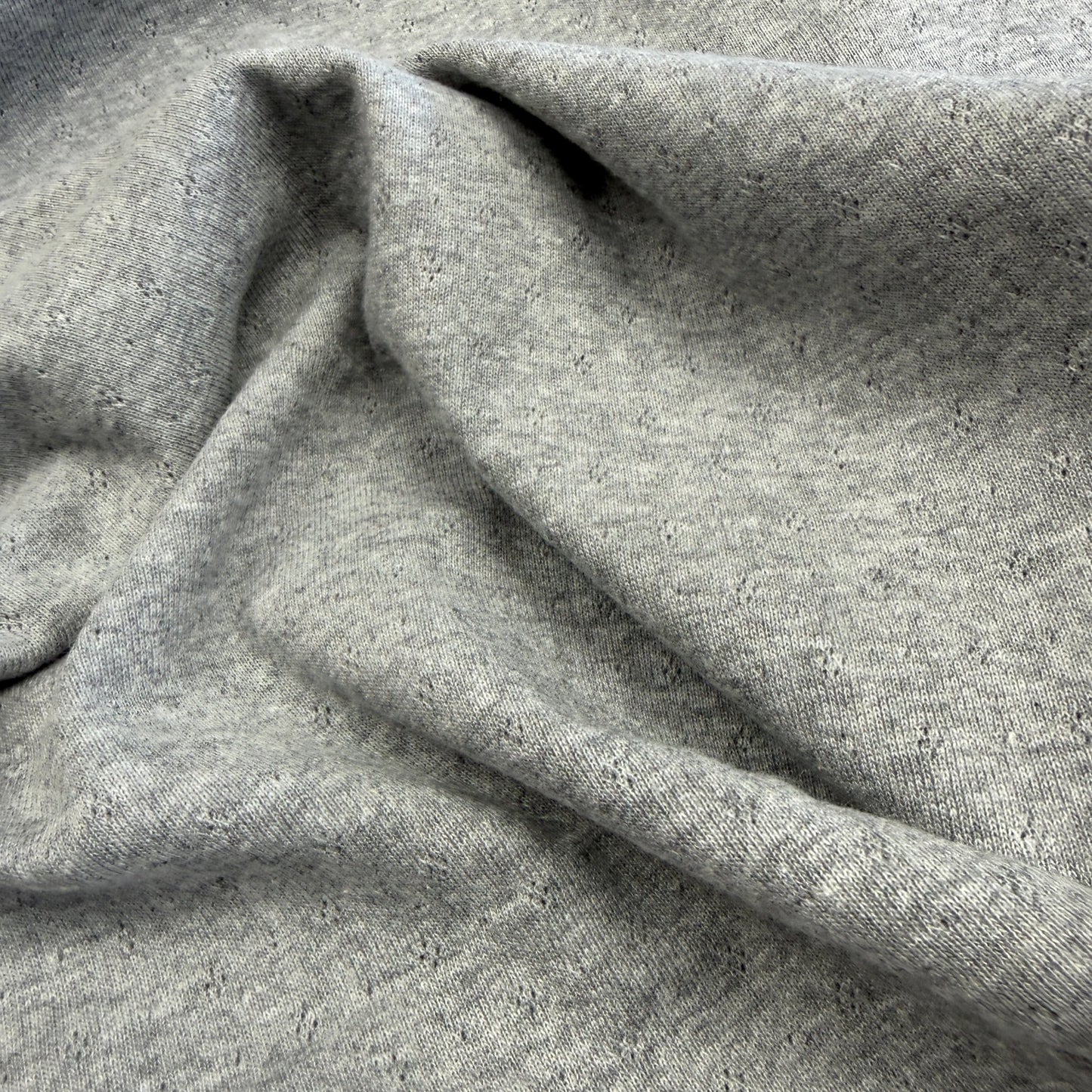 Delicate Diamonds Pointelle Knit Fabric - Organic Cotton - Grey Melange - Simplifi Fabric