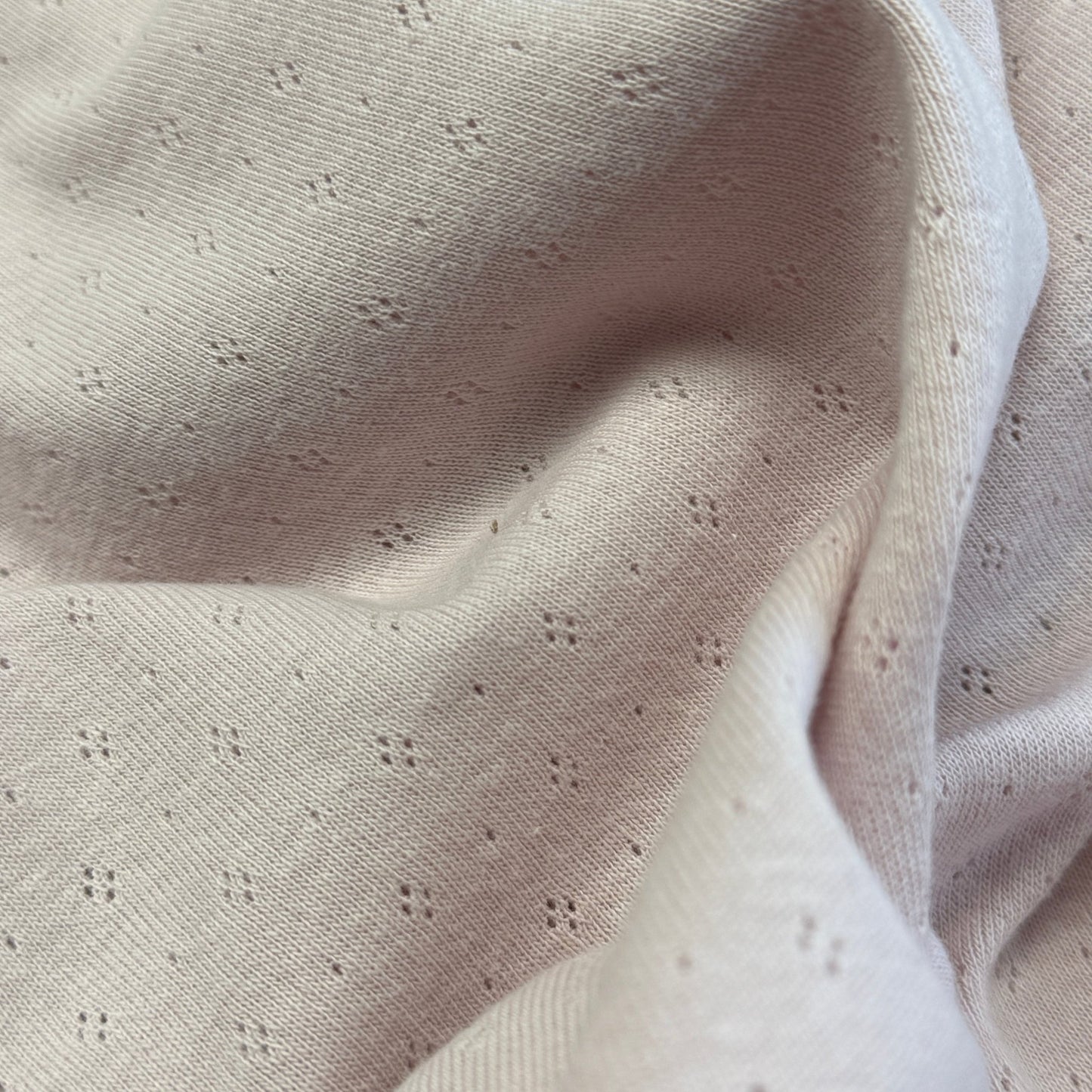 Delicate Diamonds Pointelle Knit Fabric - Organic Cotton - Light Lilac Linen - Simplifi Fabric