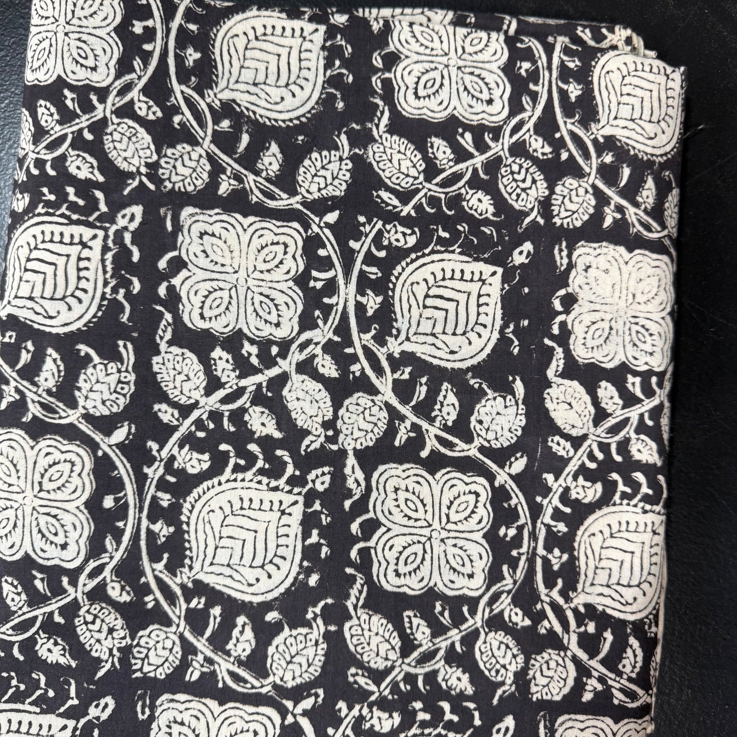 Petal Path Black - Bagru Indian Cotton Block Print