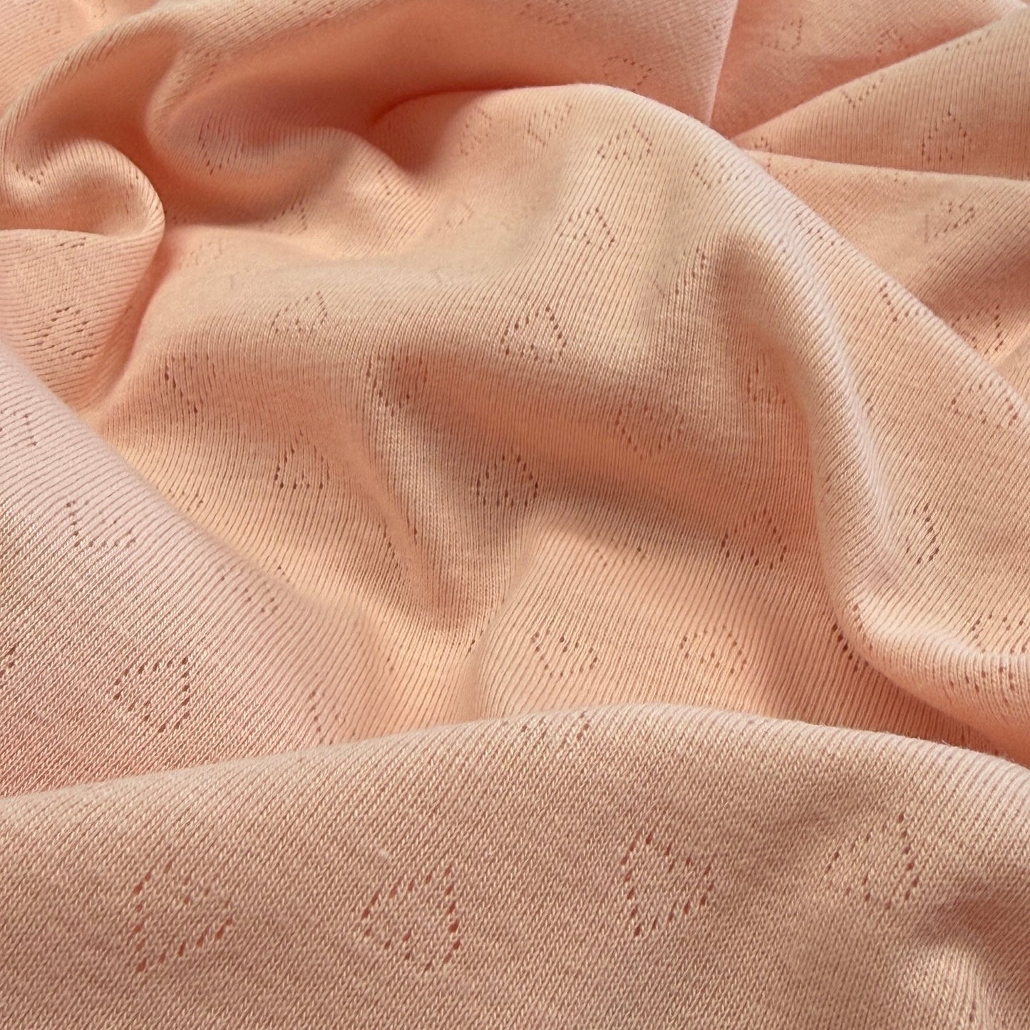 Heart Pointelle Knit Fabric - Organic Cotton - Blush Petal - Simplifi Fabric
