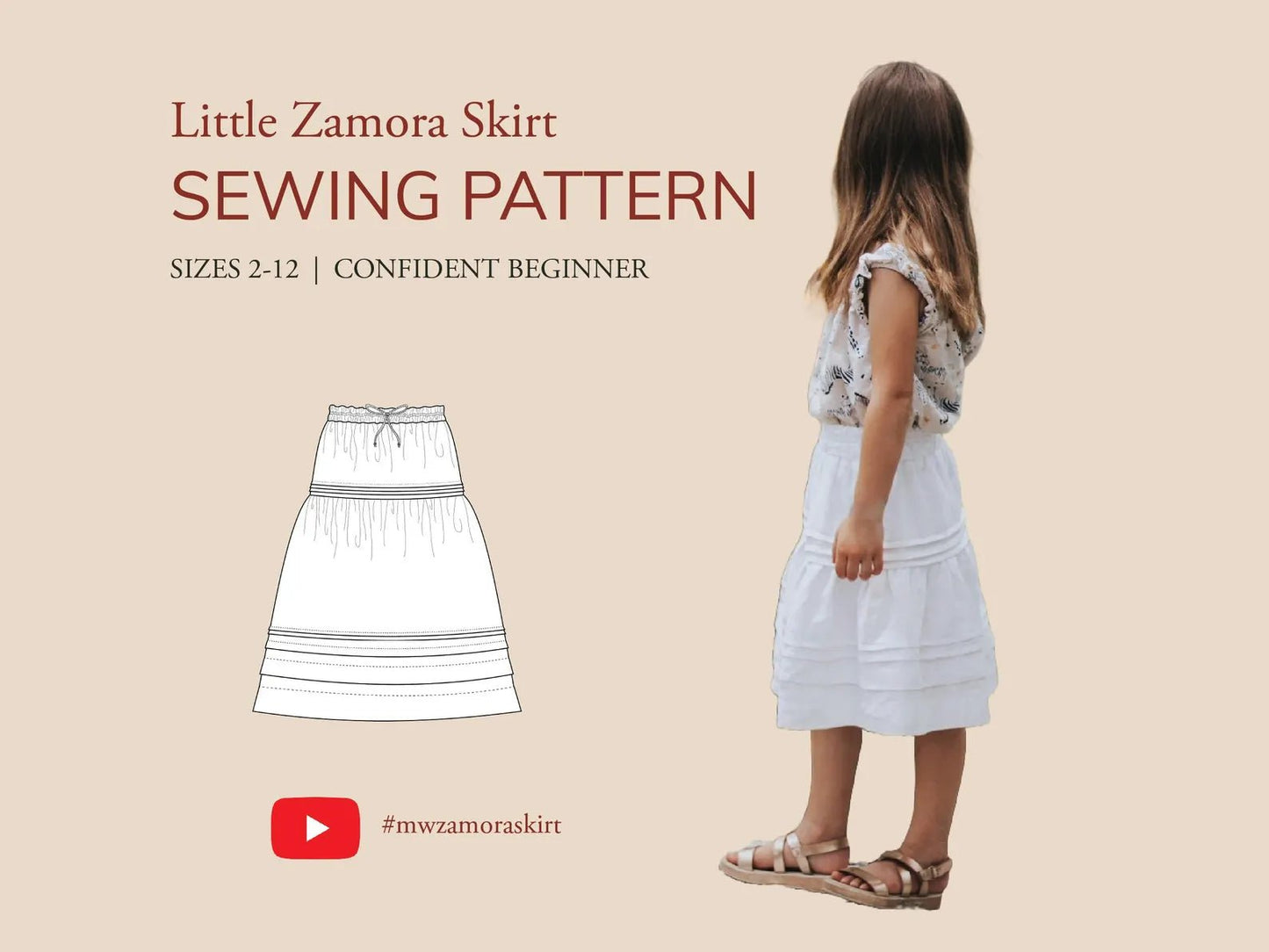 LITTLE ZAMORA Kids Midi Skirt PDF Sewing Pattern - Madswick - Simplifi Fabric