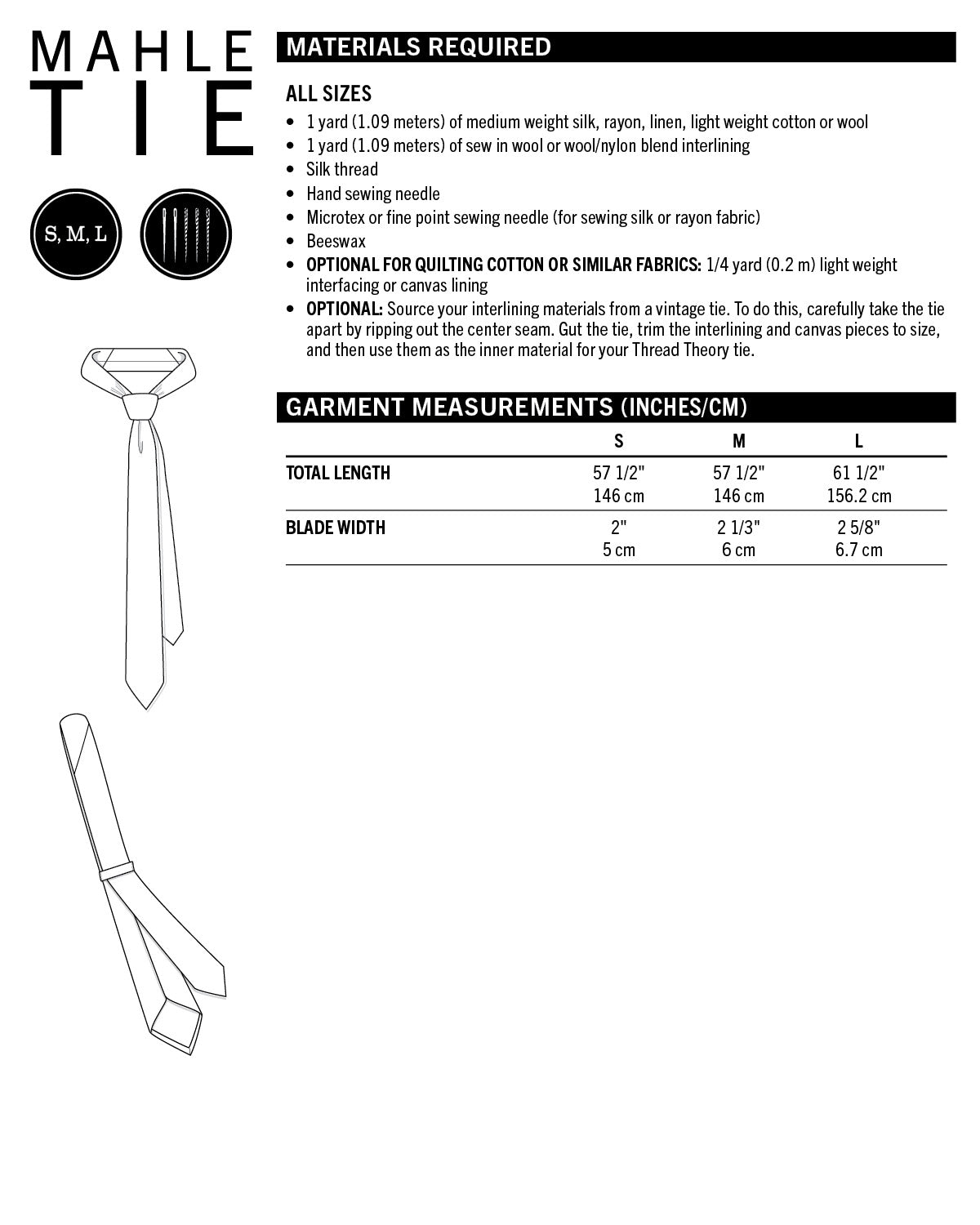 Mahle Tie PDF Sewing Pattern - Thread Theory - Simplifi Fabric