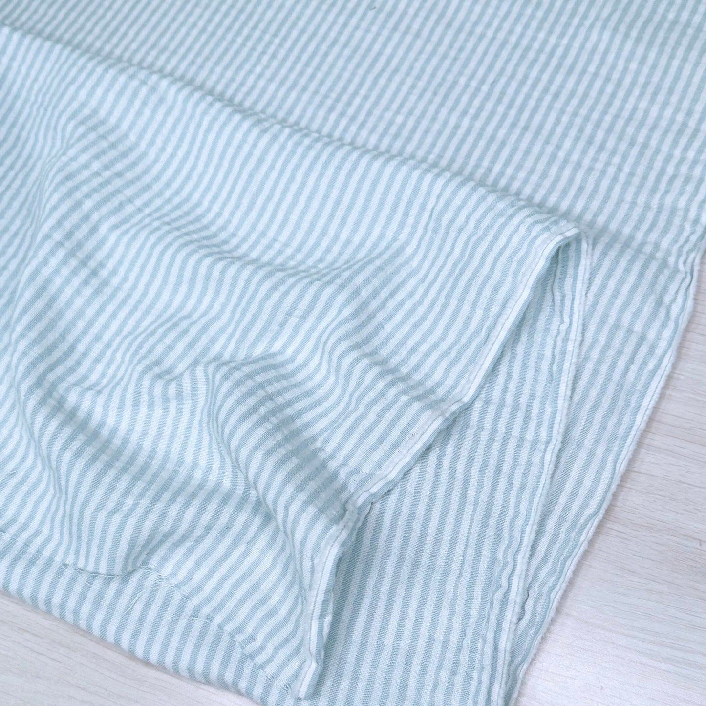 Organic Cotton Yarn Dyed Double Gauze - Stripe - White/Denim - Simplifi Fabric