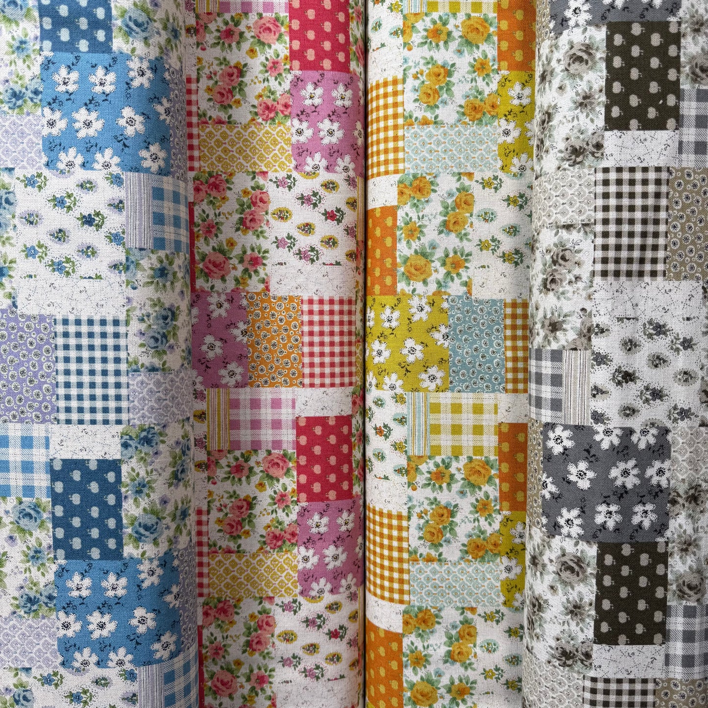 Patchwork Cotton-Linen Canvas - Japanese Import - Blue Tones