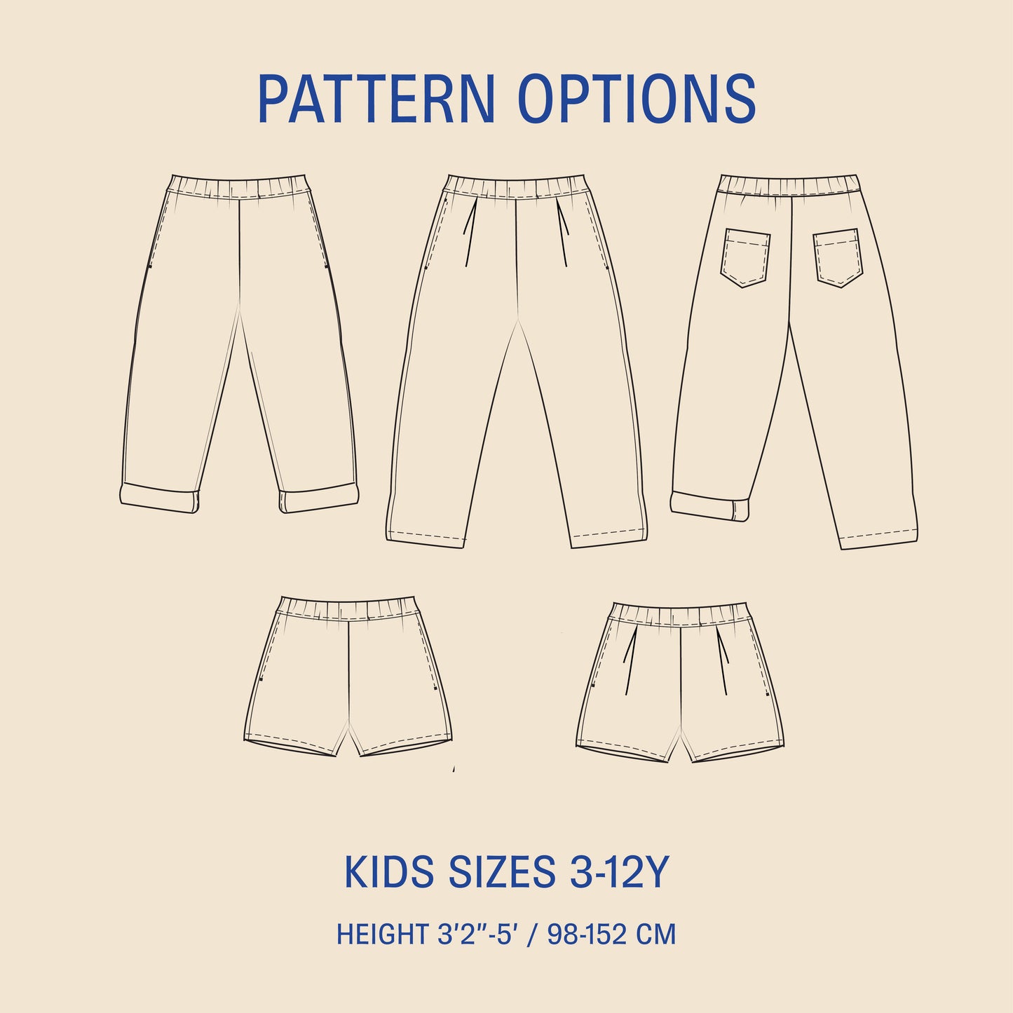 Volume Pants Kids' Paper Pattern - Wardrobe by Me