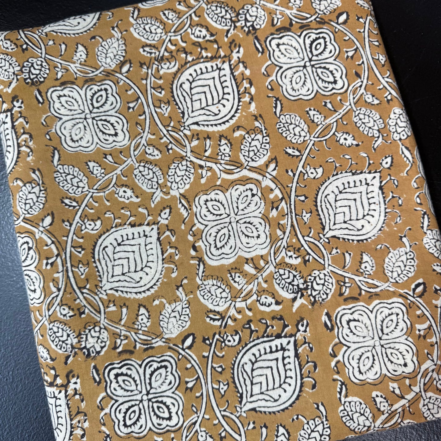 Petal Path Ochre - Bagru Indian Cotton Block Print