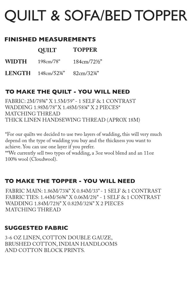 The Quilt and Soft Bed Topper PDF Pattern - Merchant & Mills - Simplifi Fabric