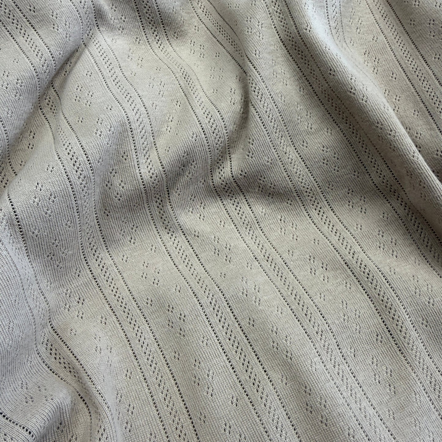 Whispering Lines/Diamonds Pointelle Knit Fabric - Organic Cotton - Natural Greige - Simplifi Fabric