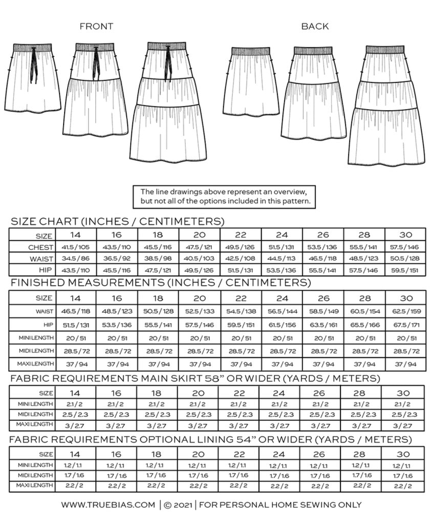 Mave Skirt Sewing Pattern - True Bias