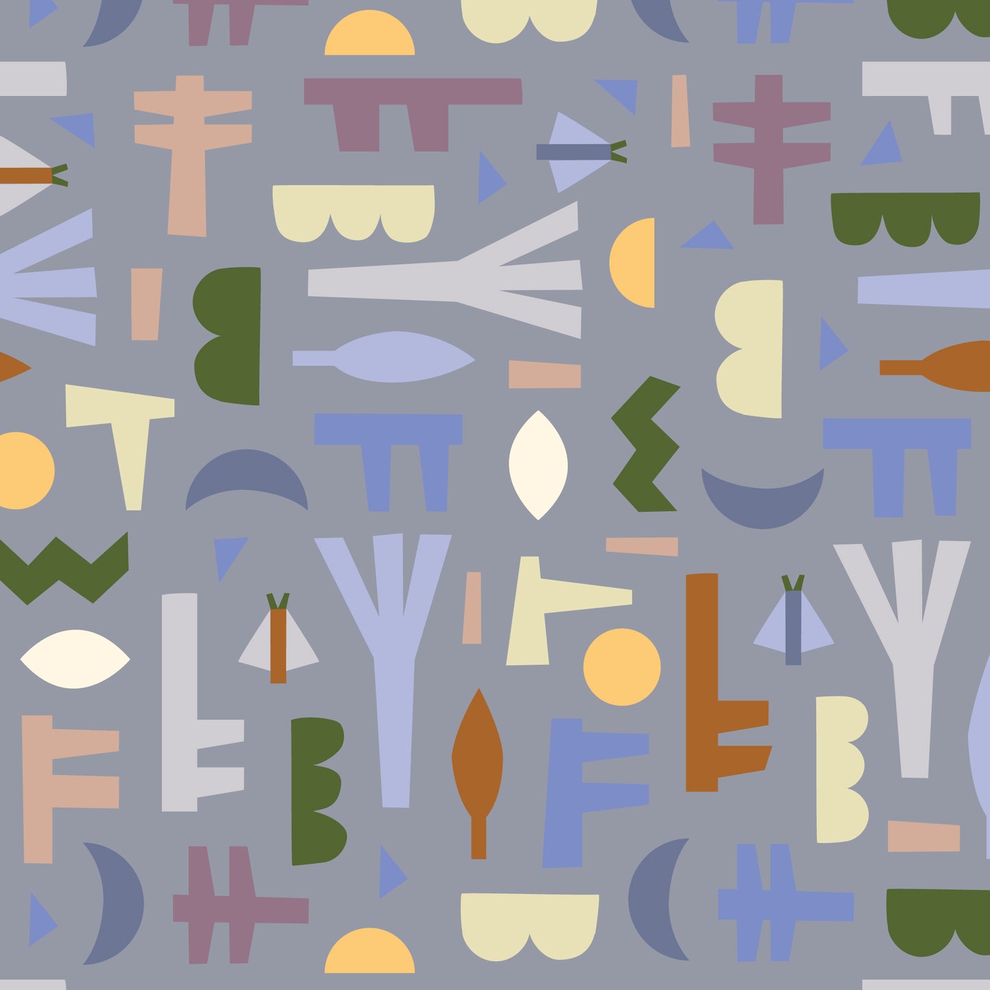 Forest Shadows - Stone - Firefly Moon - Leah Duncan - Cloud 9 Fabrics - Poplin