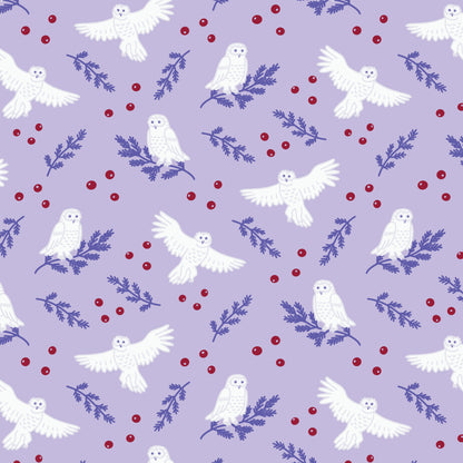 Snowy Owl - Blue - Jojulein Design - Foxwood - Cloud 9 Fabrics - Organic Cotton Poplin