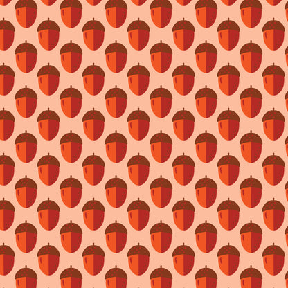 Acorns - Orange - Jojulein Design - Foxwood - Cloud 9 Fabrics - Organic Cotton Poplin