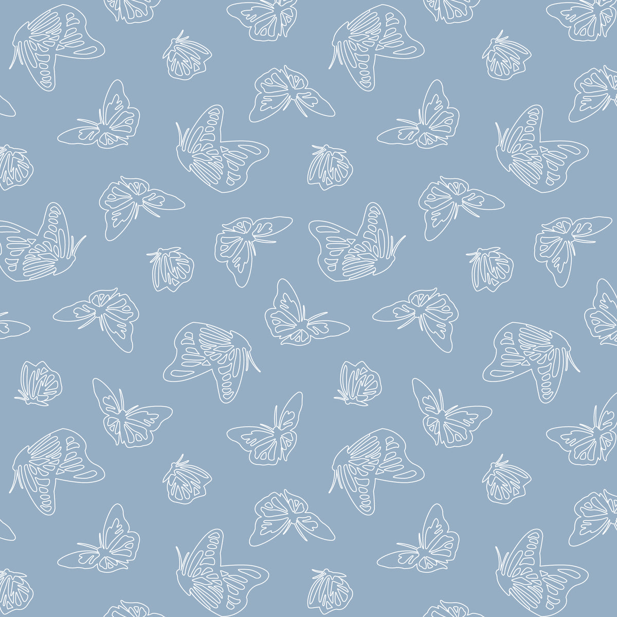 Papillon Parade - Blue - Paint-By-Number Garden Party - Elle Crée - Cloud 9 Fabrics - Poplin