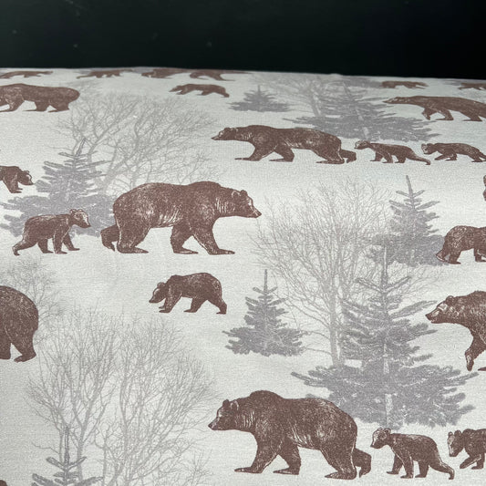 European Cotton Stretch Digital French Terry - Bears - Oeko-Tex® - Ecru