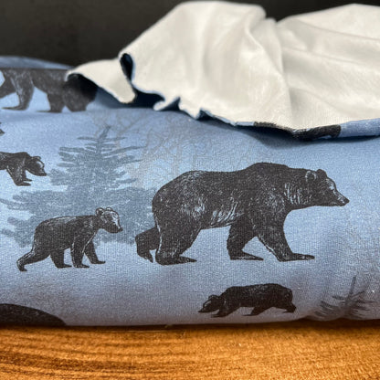 European Cotton Stretch Digital French Terry - Bears - Oeko-Tex® - Blue