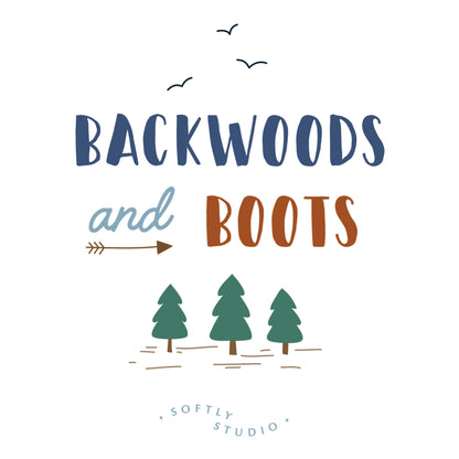 Field Pennants - Blue - Backwoods and Boots - Softly Studio - Cloud 9 Fabrics - Poplin