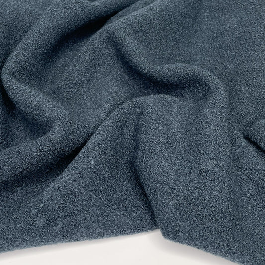 Wool Blend Boucle Coating - Petrol