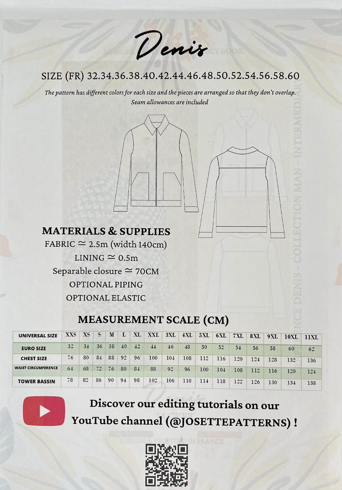 Denis - Mens Jacket - Josette Patterns