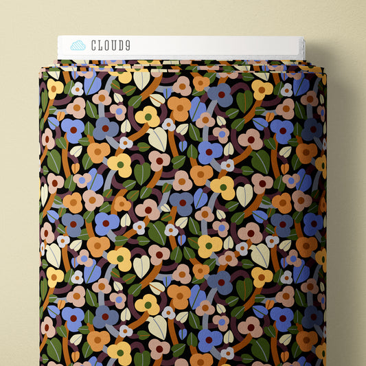 Summer Bramble - Black/Multi - Firefly Moon - Leah Duncan - Cloud 9 Fabrics - Poplin