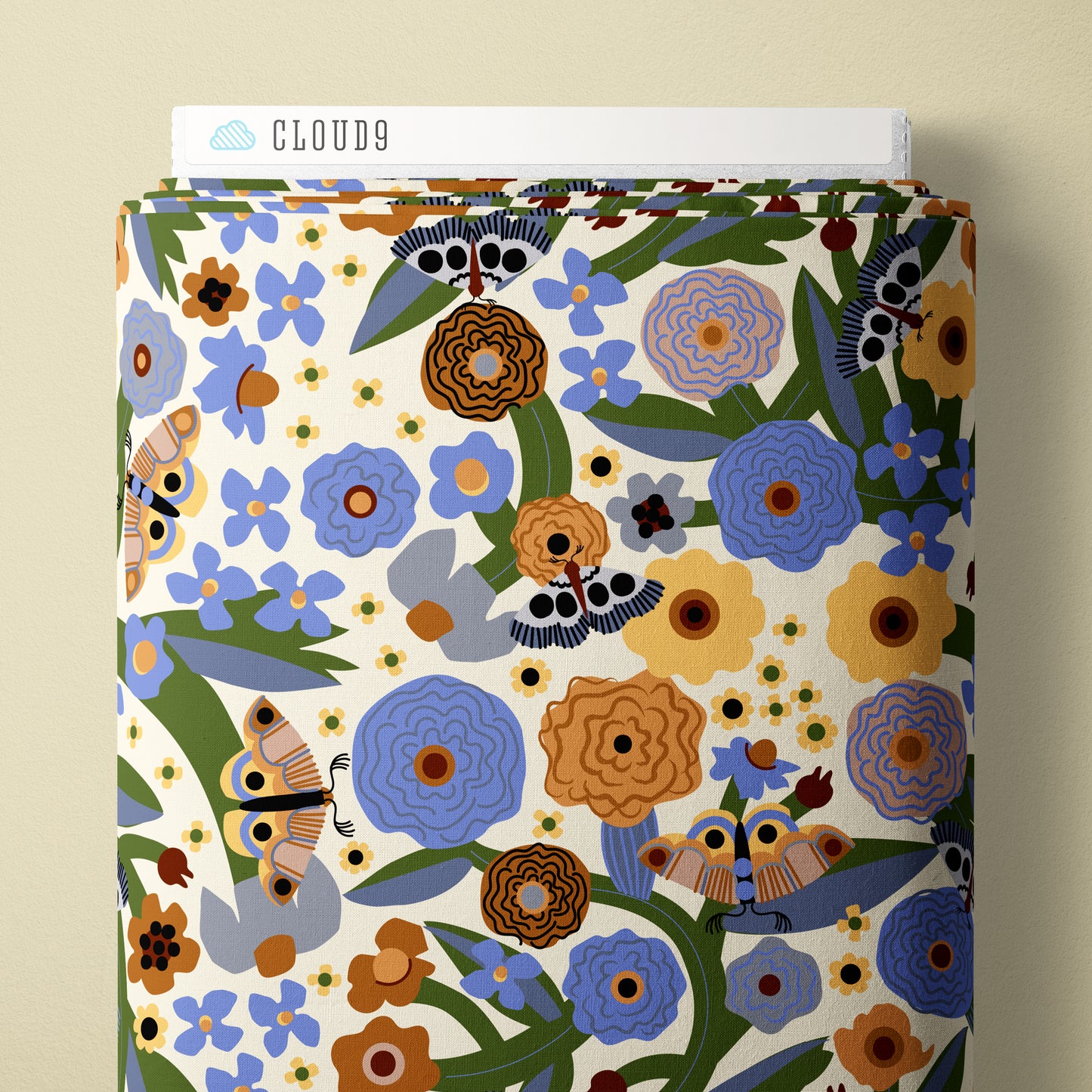 Moth Garden - Firefly Moon - Leah Duncan - Cloud 9 Fabrics - Poplin