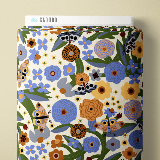 Moth Garden - Firefly Moon - Leah Duncan - Cloud 9 Fabrics - Poplin