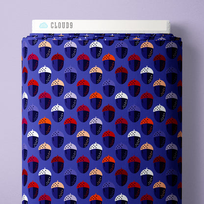 Acorns - Blue/Multi - Jojulein Design - Foxwood - Cloud 9 Fabrics - Organic Cotton Poplin