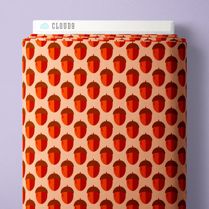 Acorns - Orange - Jojulein Design - Foxwood - Cloud 9 Fabrics - Organic Cotton Poplin