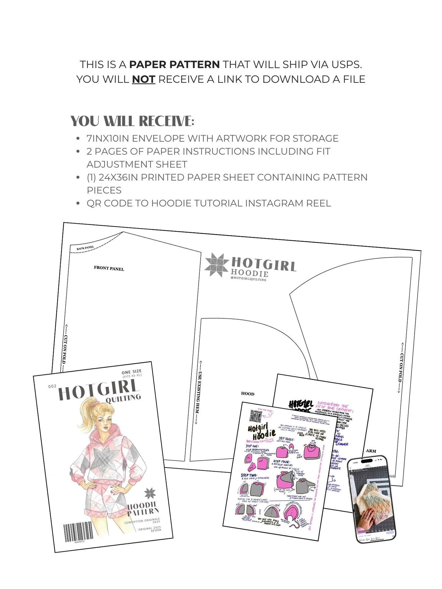 Hoodie - Paper Pattern - Hot Girl Quilting