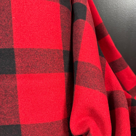 Northwoods Red Check Wool Suiting / Coating - Made in Italy