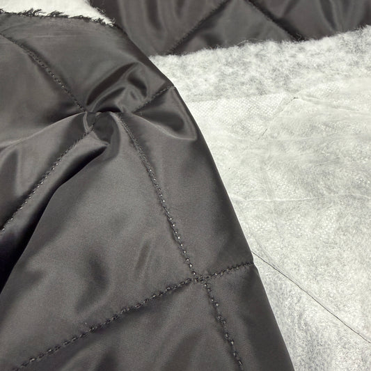 Insulated Quilted Fabric - Black - Large Diamond Pattern (Dead Stock)