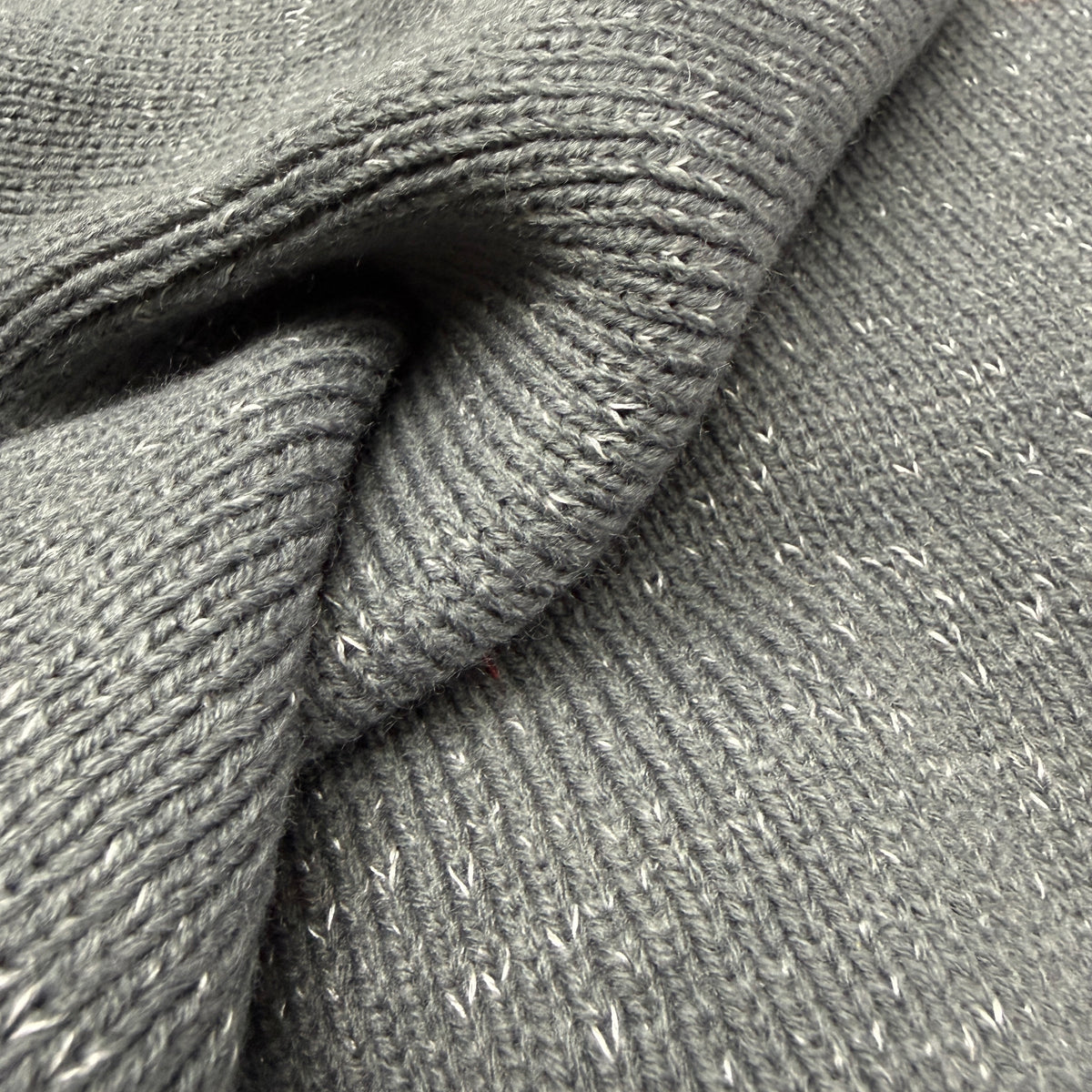 Heavy Knit Ribbing - Grey/White (Deadstock)