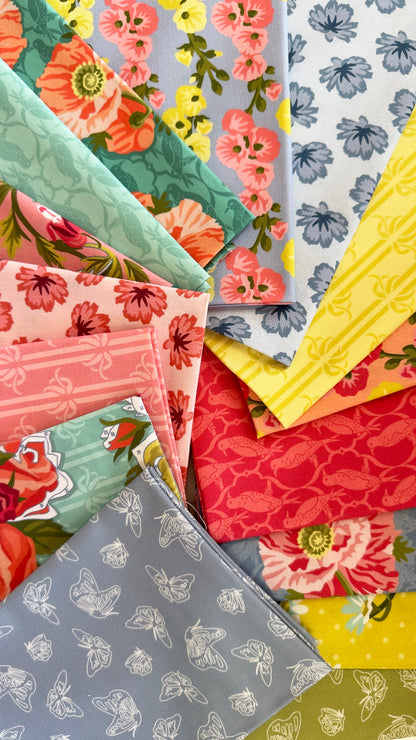 Fêtes Des Fleurs - Turquoise - Paint-By-Number Garden Party - Elle Crée - Cloud 9 Fabrics - Poplin