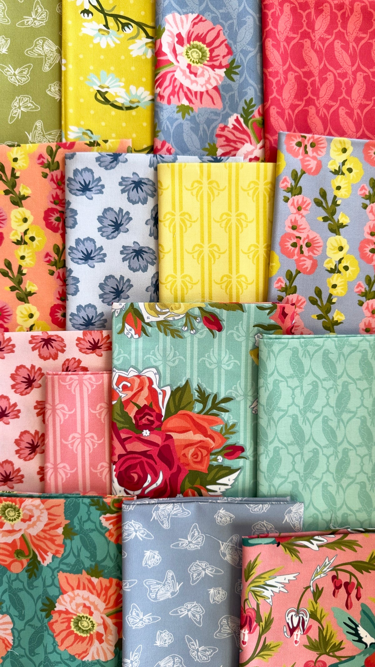 Fêtes Des Fleurs - Turquoise - Paint-By-Number Garden Party - Elle Crée - Cloud 9 Fabrics - Poplin