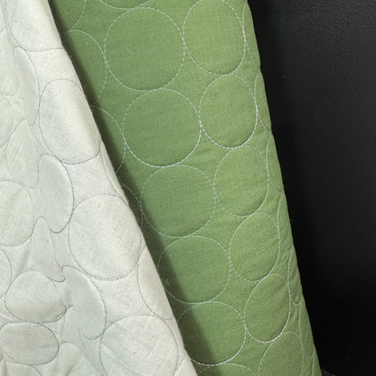 Circle Stitch Quilted - Japanese Import - Moss Green/Gray