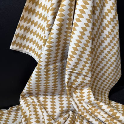 Earth ZigZag Cumin - Bagru Indian Cotton Block Print
