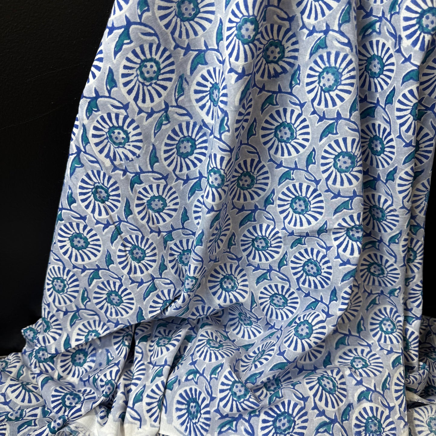 Indigo Petals - Bagru Indian Cotton Block Print