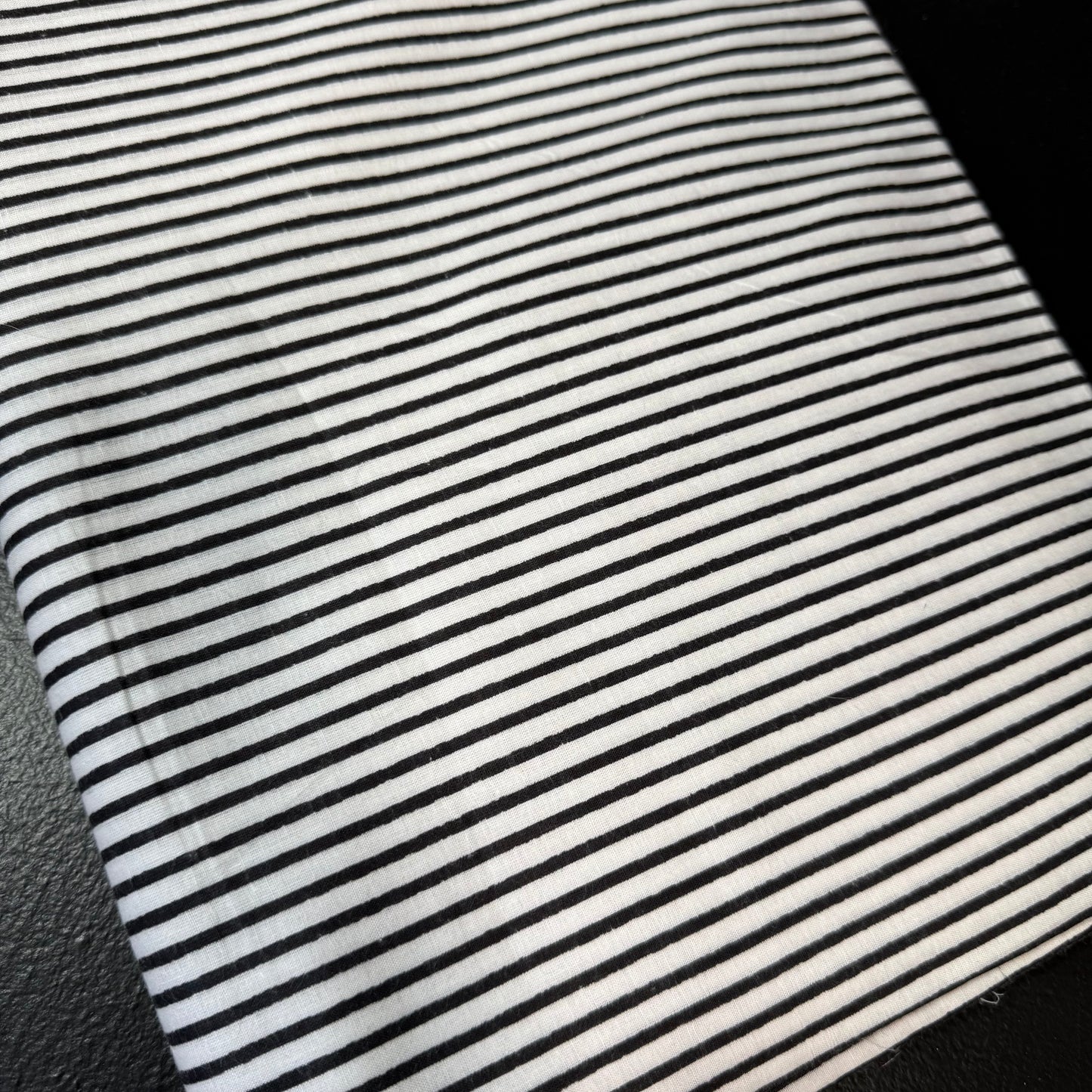 Parallel Lines Black  - Bagru Indian Cotton Screen Print