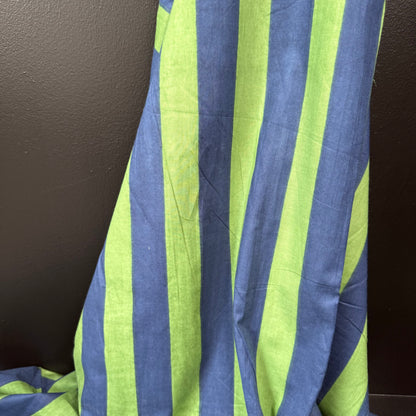 Bold Lines Navy/Olive  - Bagru Indian Cotton Screen Print