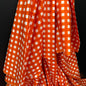 Retro Gingham Tangerine  - Bagru Indian Cotton Screen Print