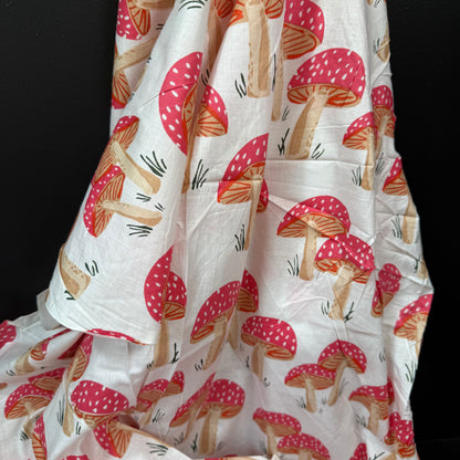 Mushroom Grove Pink - Bagru Indian Cotton Screen Print