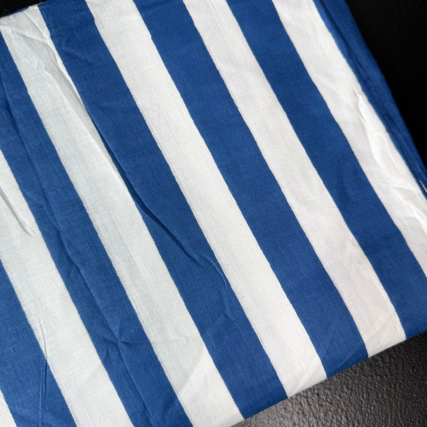 Bold Lines Blue/White - Bagru Indian Cotton Screen Print